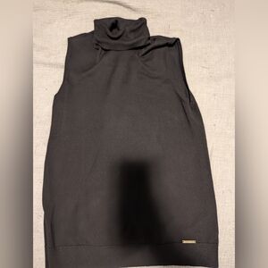 Anne Klein Black Textured Top with Gold Accent